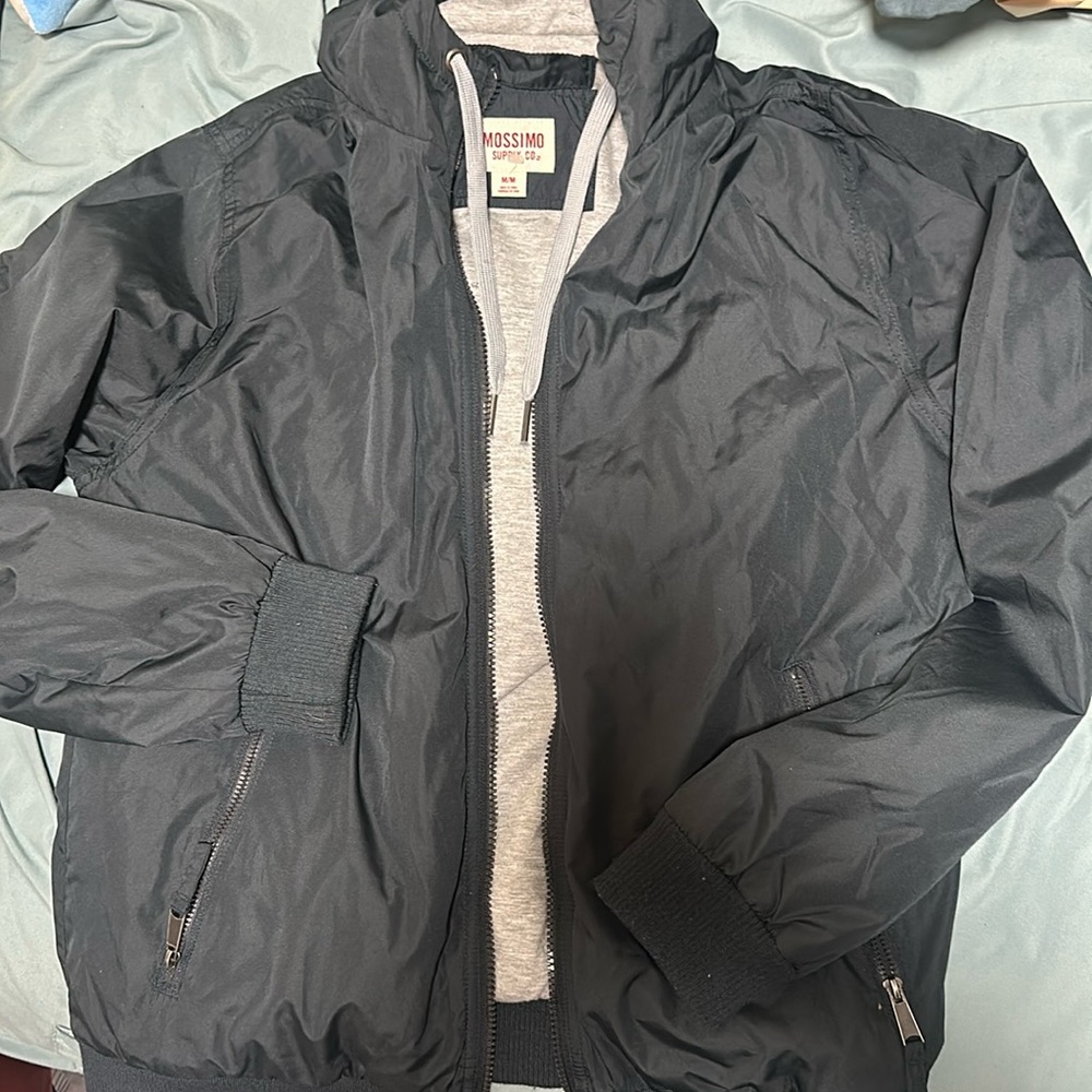 Mossimo Supply Co Grey Gray Light Hooded Zipper Jacket